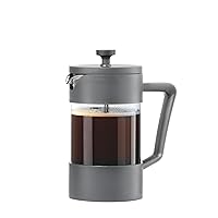 Oggi Borosilicate Glass French Press Coffee Maker (20oz)- 5 Cup Capacity, Coffee Press, Single Serve Coffee Maker, Stainless Steel Lid & Plunger, Make Great Coffee Gifts, Gray