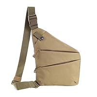 Chest Shoulder Backpack Multi-functional Bag Waterproof Lightweight Anti Theft Bags Left Khaki