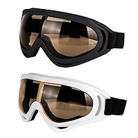 Motorcycle Goggles - Glasses Set of 2 - Dirt Bike ATV Motocross Anti-UV Adjustable Riding Offroad Protective Combat Tactical Military Goggles for Men Women Kids Youth Adult