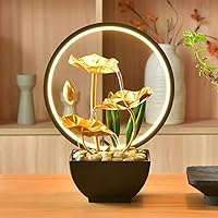 TiCin USB Powered Tabletop Fountain with Natural Rocks and LED Ring Lights, Tabletop Humidifier, Humidifier for Bedroom, Home and Office Decor