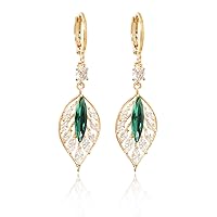 EXTREE Rhinestone Valentine's Day Earrings for women，Emerald Ruby Gold Silver Design Earrings，Suitable gifts for girls and women