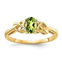 14k Yellow Gold Polished Peridot and Diamond Ring Size 6.00 Jewelry for Women