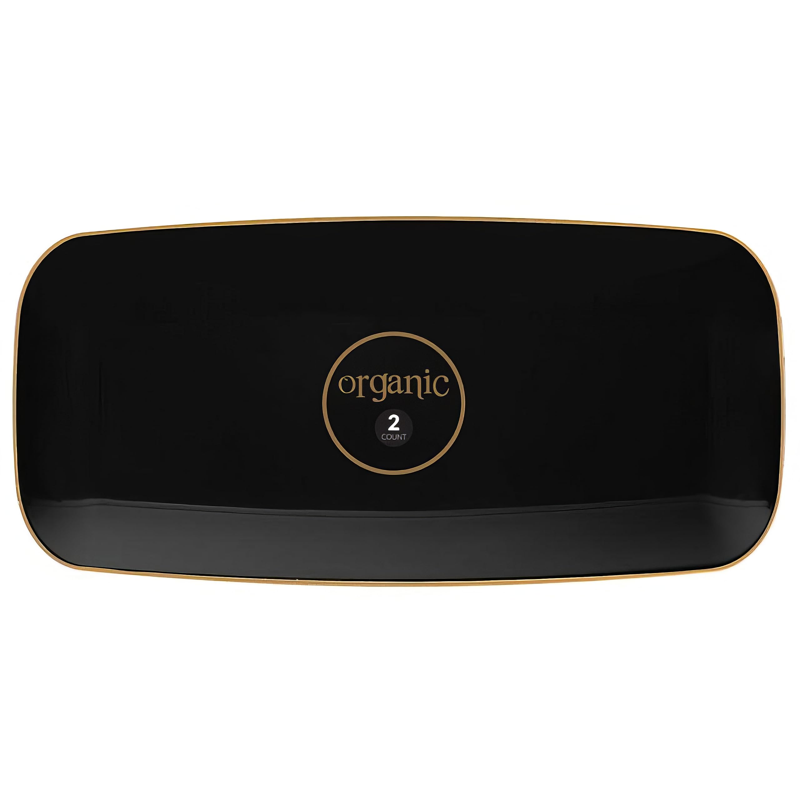 Organic Rectangle Black with Gold Rim Tray - 10.6