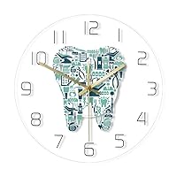 Dentistry Tooth Wall Clock Dental Care Symbols Acrylic Hanging Clock Battery Quiet Movement Wall Watch Dental Department Decor Wall Sign