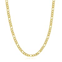 18K Gold Plated Silver Chain for Men, 5.5/7MM Mens Chain Figaro Chain Necklace for Men Women Boy Girls Super Sturdy Shiny 316L Stainless Steel Mens Chain Necklaces Jewelry Gifts 16, 18, 20, 22, 24, 26 Inch