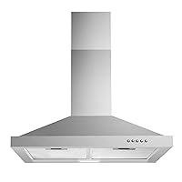 Wall Mount Range Hood 30 inch with Ducted/Ductless Convertible Duct, Stainless Steel Chimney-Style Over Stove Vent Hood with LED Light, 3 Speed Exhaust Fan, 450 CFM