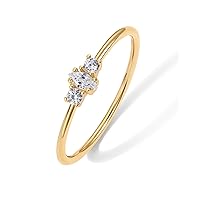 PAVOI 18K Gold Plated Marquise Mini Cubic Zirconia Stackable Ring for Women | Stacking Thin Band for Women