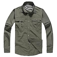 Men's Military Clothing,Lightweight Army Shirt,Quick Dry Tactical Shirt,Summer Removable Long Sleeve Work Hunt Shirts