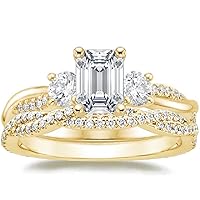 Petite Twisted Vine Moissanite Diamond Ring Set, 1.00 Carat Emerald Moissanite Engagement Ring Set, Wedding Ring Set, Bridal Ring, Promise/Anniversary Rings for Wife