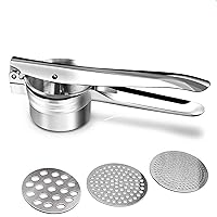 Potato Ricer Masher - Premium Stainless Steel, 3 Interchangeable Discs - Manual Potato Press, Ideal for Fruits, Vegetables, Baby Food Easy to Clean