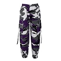 Kids Girls Camouflage Cargo Jogger Pants with Pockets Elastic Waist Jazz Dance Trousers Athletic Sweatpants Streetwear