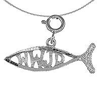 Silver Wwjd Fish | Rhodium-plated 925 Silver WWJD Fish, What Would Jesus Do Fish Pendant with 18