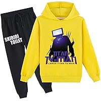 Youth Skibidi Toilet Cotton Sweatsuit,Baggy Long Sleeve Hoodie Set Comfy Soft Tracksuit for Boys Girls