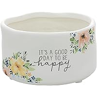 Pavilion Gift Company - Happy - 8 Ounce Surprise Hidden Message Natural Soy Wax Candle Jasmine Scented, 1 Count, 4.5 x 4.5 x 2.7-Inches