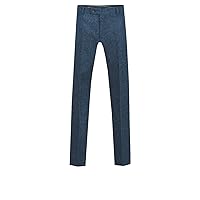 Dobell Harris Tweed Mens Blue Suit Pants Regular Fit 100% Wool Herringbone