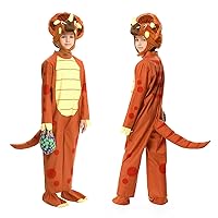 Halloween Triceratops Deluxe Kids Dinosaur Costume for Halloween Dinosaur Dress Up Party (Orange,T)