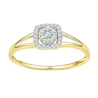 The Diamond Deal 10kt Yellow Gold Womens Round Diamond Square Frame Cluster Ring 1/10 Cttw