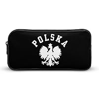 Polska Polish Country Pride Pencil Case Large Capacity Zippered Pen Bag Stationery Organizer for Home Office