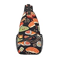 Sling Bag for Women Men Japanese sushi shrimp Cross Chest Bag Diagonally Casual Fashion Travel Hiking Daypack