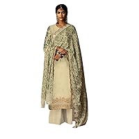 White Muslim Women Wear Indian Pure Russian Silk Straight Palazo Salwar Kameez Wedding Dress Hijab Suit 1489