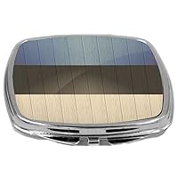 Compact Mirror on Distressed Wood Design, Estonia Flag, 3 Ounce