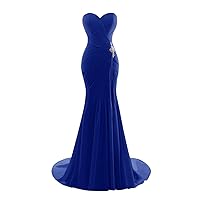 Women Mermaid Pleat Split Side Evening Prom Dresses US16 Royal Blue