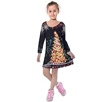 PattyCandy 2YRS-13YRS Little Girls Cute Thanksgiving Outfit Winter Fox & Christmas Theme Soft Long Sleeve Velvet Dress
