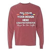 INK STITCH 6014 Unisex Custom Logo Image Texts Printing Personalized Garment Dyed Long Sleeve Shirts