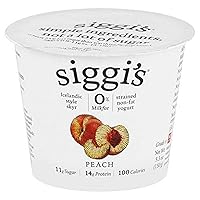 Siggis Strained Non-Fat Yogurt, Peach, 5.3 Ounce (Pack of 12)