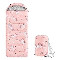 Wake In Cloud - Kids Sleeping Bag for Girls Boys Toddlers, Camping in Warm Cold Weather, Backpacking Lightweight Compact Outdoor Liner for 3 Seasons Summer Spring Fall