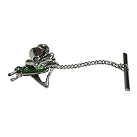 Green and Silver Toned Locust Grasshopper Bug Insect Tie Tack