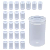 KRISMYA Film Canisters with Lids,Clear,See-Through,Pack of 24,School Art Projects,Storing of Small Personal and Household Items,Pills,Herbs,Tiny Bead Storage Containers