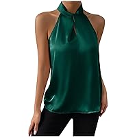 Women's Summer Halter Tops Plain Solid Color Dressy Blouses Sexy Tank Top Casual Sleeveless Cami Shirts