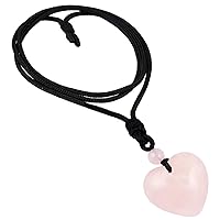 TUMBEELLUWA Carved Stone Heart Shape Necklace Chakra Quartz Pendant with Cord Amulet Healing Crystal Jewelry for Unisex