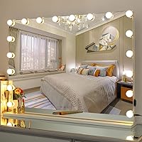 SHOWTIMEZ Vanity Mirror with Lights Large Lighted Makeup Mirror with 18 LED Bulbs, W31.5 x H23.6in. Tabletop or Wall-Mounted Hollywood Vanity Makeup Mirror