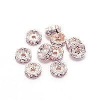50pcs/lot 10mm Rose Gold Rhinestone Beads Loose Beads for Bracelets Crystal Rondelle Spacer Beads for Jewelery Making (Rose Gold, 10mm(0.39inch))