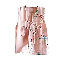 National Style Embroidery Vest Women Chinese Style Vintage Loose Female Waistcoat Summer Sleeveless Top V-Neck