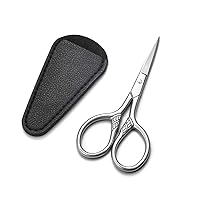 Small Precision Scissors, 3.5inch Stainless Steel Multi-Purpose Vintage Beauty Grooming Kit for Facial Hair, Eyebrow, Eyelash, Beard, Moustache with PU Sheath
