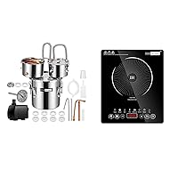 VIVOHOME 13.2 Gal Alcohol Still, 3 Stainless Steel Pots Home Brewing Kit with Built-in Thermometer with VIVOHOME 120V 1800W Electric Portable Induction Cooktop, Sensor Touch Countertop Burner
