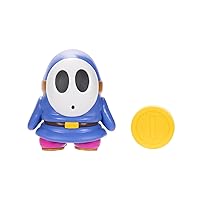 Nintendo Super Mario 4-Inch Blue Shy Guy Poseable Figure with Coin Accessory. Ages 3+ (Officially licensed)