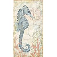 Boston International IHR 3-Ply Paper Napkins, 16-Count Guest Size, Seahorse And Coral