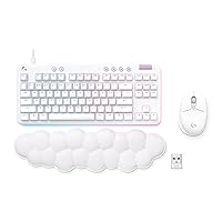 Logitech G713 Wired Mechanical Gaming Keyboard Clicky + G705 Wireless Gaming Mouse Bundle - White Mist