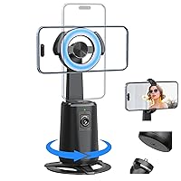Magnetic Auto Face Tracking Tripod, Auto Face Tracking Phone Holder with 360° Rotation, No APP Required, Portable Smart Body Shooting Mount for Live Vlog, Video, Black