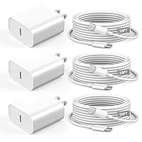 iPhone 11 12 13 14 Fast Charger,[Apple MFi Certified] 3Pack 20W Rapid USB C Wall Charger Block Adapter with 10FT Long USB-C to Lightning Data Sync Charging Cord for iPhone14 13 12 11 Pro Max Xs Xr X 8