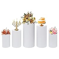 Metal Pedestal Stand for Party, 5PCS White Display Pedestal Stand for Weddings, Baby Shower Parties, Sculpture Display Stand Round Decorative Pedestal Decor Direct Cylinder (35.4, Pounds)