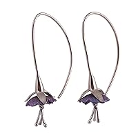 NOVICA Handmade .925 Sterling Silver Titanium Plated Drop Earrings Floral Threader Mexico Modern [1.2 in L x 0.5 in W] 'Sleepy Flowers'