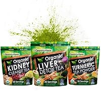 Matcha Detox Tea Powder - Organic Turmeric Matcha Green Tea, Kidney Detox, and Organic Liver Detox Bundle