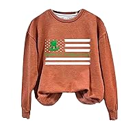 Sweatshirts for Women, St. Patrick's Day Long Sleeve Holiday Shirts Casual Clover Graphic Crew Neck Tunic Blouses