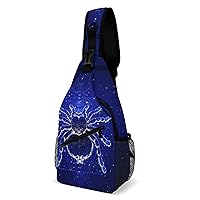 Spider Tarantula and Starry Sky Sling Backpack Multipurpose Crossbody Shoulder Bag Printed Chest Bag Travel Hiking Daypack