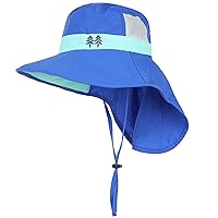 Kids Sun Hats UPF 50+ Sun Protection Hat for Kids with Neck Flap Adjustable Large Brim Beach Fishing Hat for Age 3-12